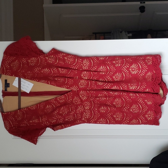 Maddy...k deep V red lace romper - Picture 3 of 4